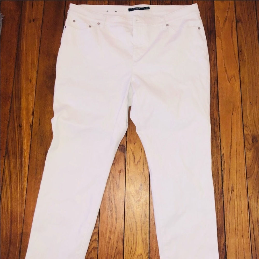 Lauren Ralph Lauren White Straight Leg Crop Jeans - 18W
